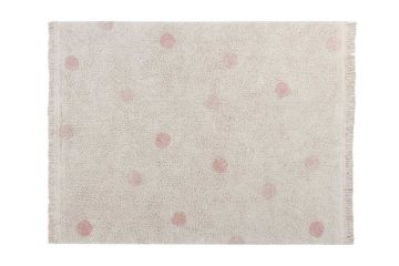 tapis lavable hippy dots naturel s - vintage rose