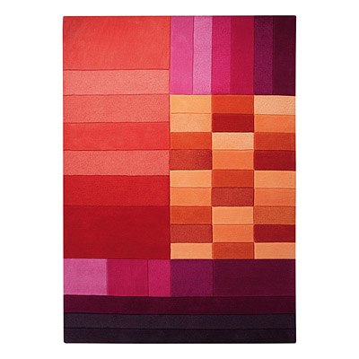 tapis carré various box rouge et orange esprit home