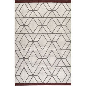 tapis moderne hexagon blanc, gris et bordeaux esprit