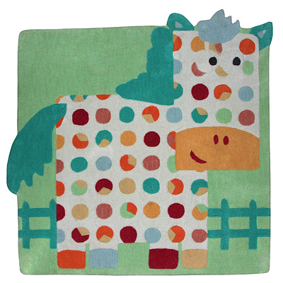 tapis carré pour bébé cheval hector bleu et vert nattiot