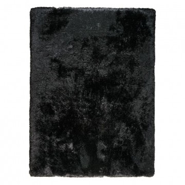 tapis shaggy tissé main adore ligne pure noir