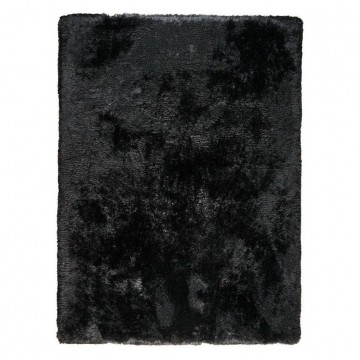 tapis shaggy noir tissé main ligne pure adore