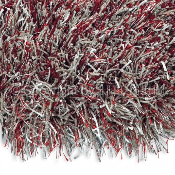 tapis shaggy gris et rouge beat arte espina