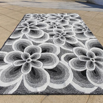 tapis flower carving gris