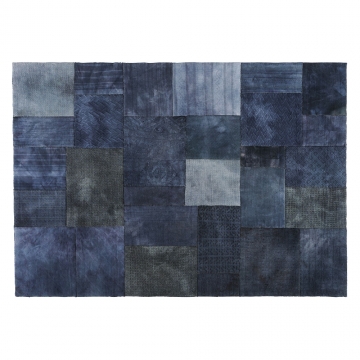 tapis en laine patch blue bleu