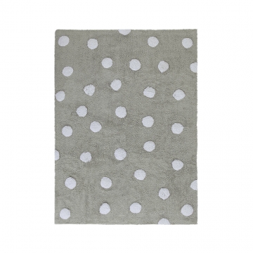 tapis lavable polka dots gris et blanc
