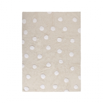 tapis lavable polka dots beige et blanc