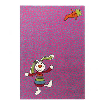 tapis enfant rainbow rabbit rose sigikid