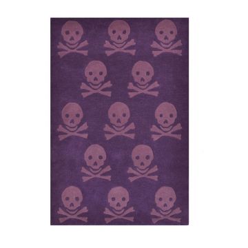 tapis enfant en laine skull violet lorena canals