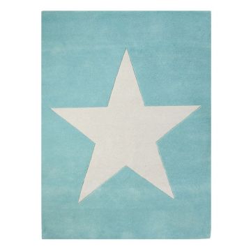 tapis enfant en laine star bleu turquoise lorena canals
