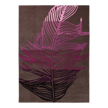 tapis moderne esprit home feather taupe et rose