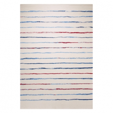 tapis joyful stripes blanc et bleu esprit home