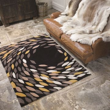 tapis noir et or swirl flair rugs