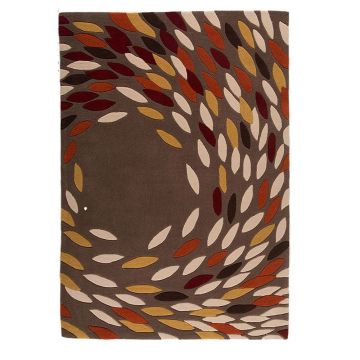 tapis moderne rouge et ocre swirl flair rugs