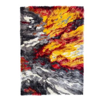 tapis shaggy orange lava flair rugs