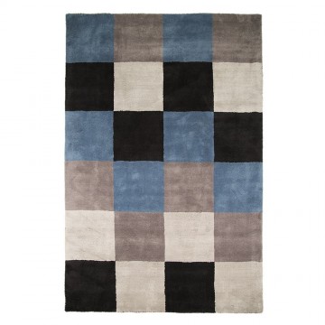 tapis flair rugs check bleu et gris