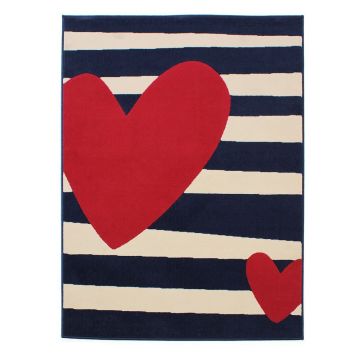 tapis moderne bleu et rouge heart stripe flair rugs