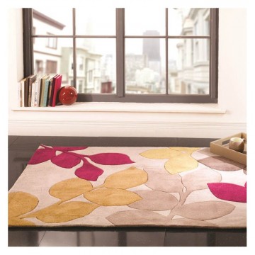 tapis flair rugs stencil leave rouge