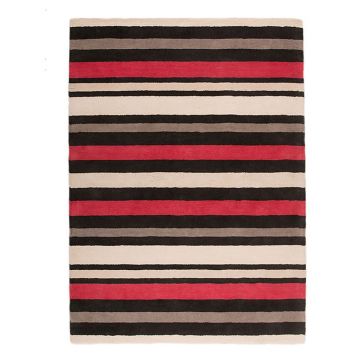 tapis rayé noir et rouge cotton stripe flair rugs