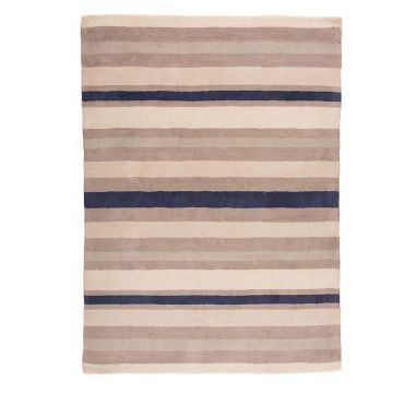 tapis rayé ivoire et bleu cotton stripe flair rugs