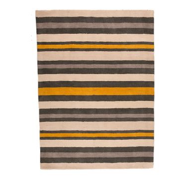 tapis rayé noir et or cotton stripe flair rugs