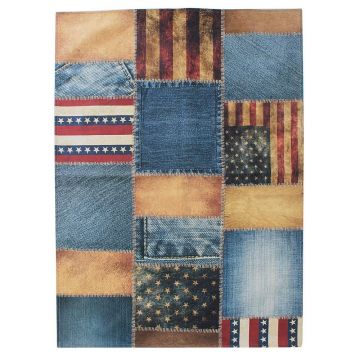 tapis patchwork bleu et rouge american patchwork flair rugs