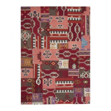 tapis kilim en laine rouge enjoy ligne pure