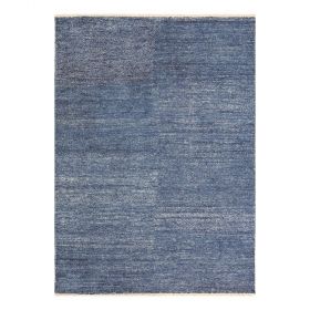tapis moderne ligne pure viscose bleu uni