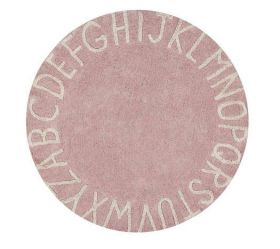 tapis lavable rond abc vintage nude rose -naturel