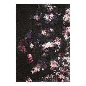 tapis moderne nocturnal flowers noir esprit home