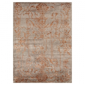 tapis silky angelo taupe et motif baroque orange