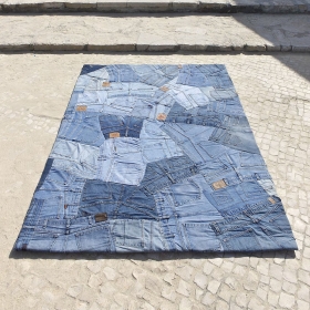 tapis en jean back bleu - carving