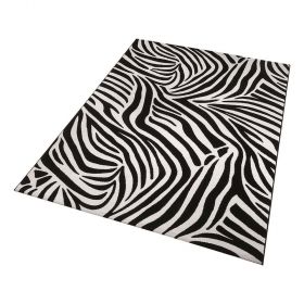 tapis moderne zebra noir et blanc cassé  wecon