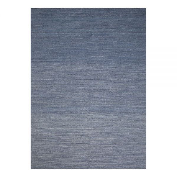 tapis moderne bleu laine flatweave ligne pure