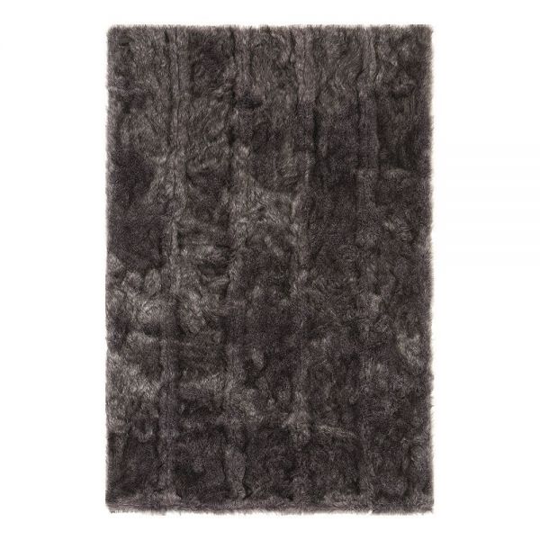tapis shaggy noir uni pelle ligne pure