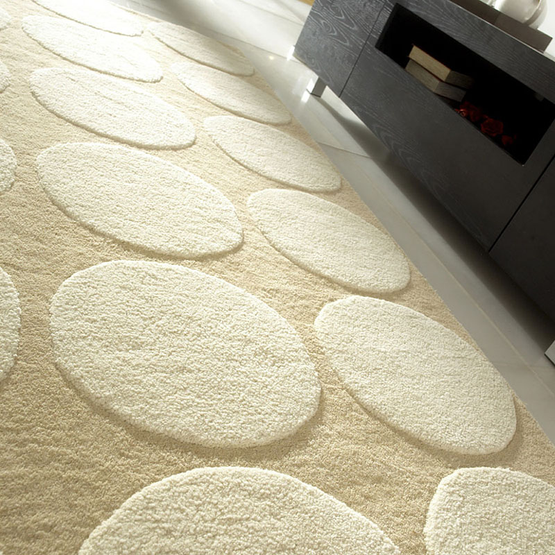 tapis en laine beige et blanc impex carving