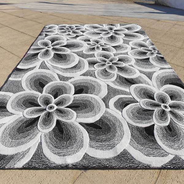 tapis gris carving flower