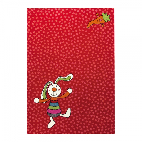 tapis enfant rainbow rabbit rouge sigikid