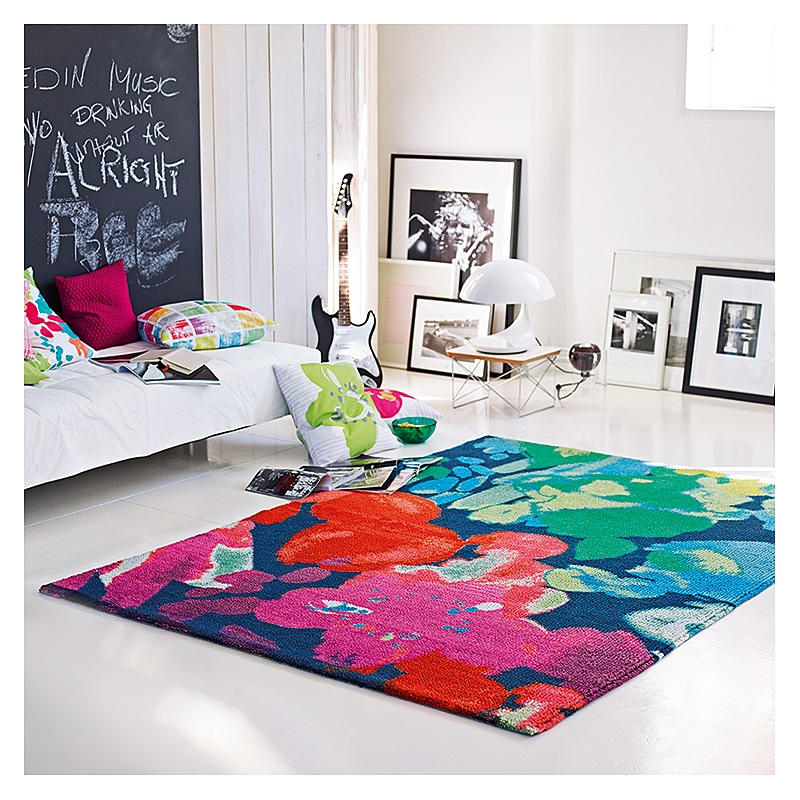  Tapis esprit home  spring flower bleu multicolore 135x190